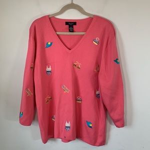 Rosanna Woman Beachy Embroidery Details Women’s Size 2X Pink 100% Cotton Top